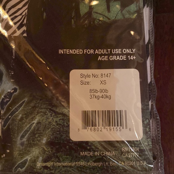 NWT Zebralicious Costume black and white. 3 piece set. Size XSmall (85+ pounds) - Picture 5 of 8